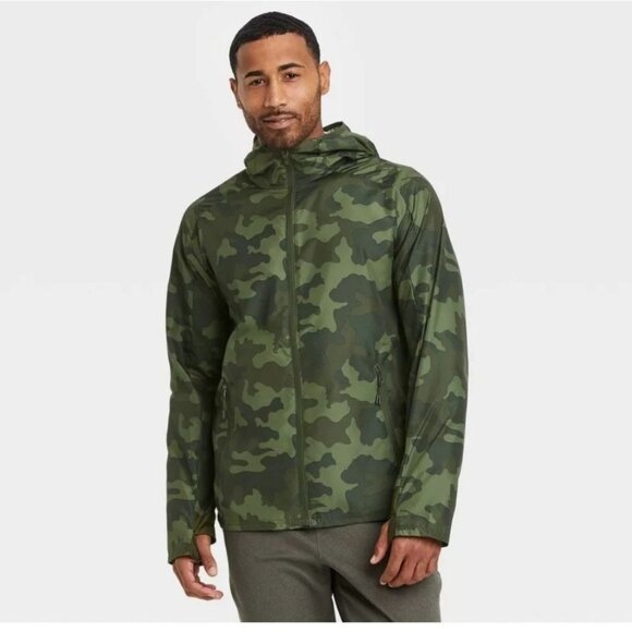 All In Motion Men's Packable Camo Lightweight Jacket Size L Water/Wind Resistant - Picture 1 of 13